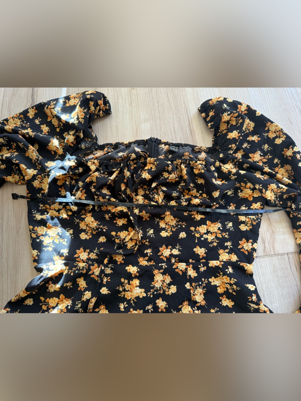 Black Floral Midi x maxi Dress with Yellow floral Print - Picture 6 of 8